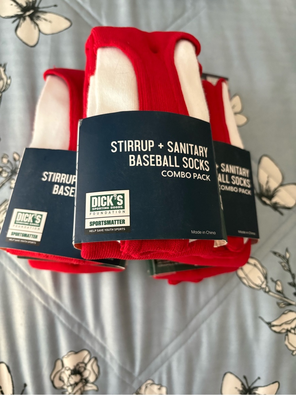 DICK'S Sporting Goods Red & White Stirrup + Sanitary Baseball Socks - Combo Pack
